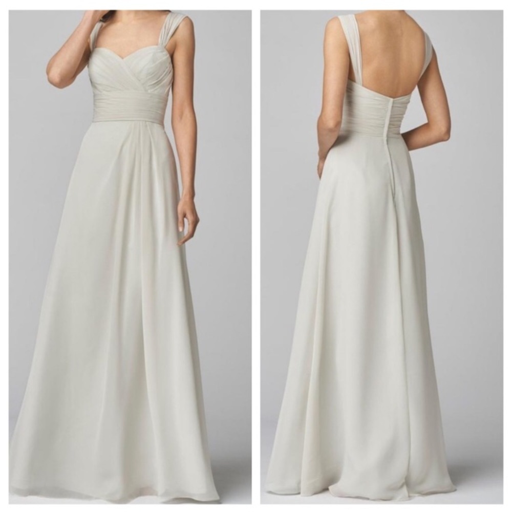 New Wtoo chiffon A line bridesmaid dress style 906 silver size 8
